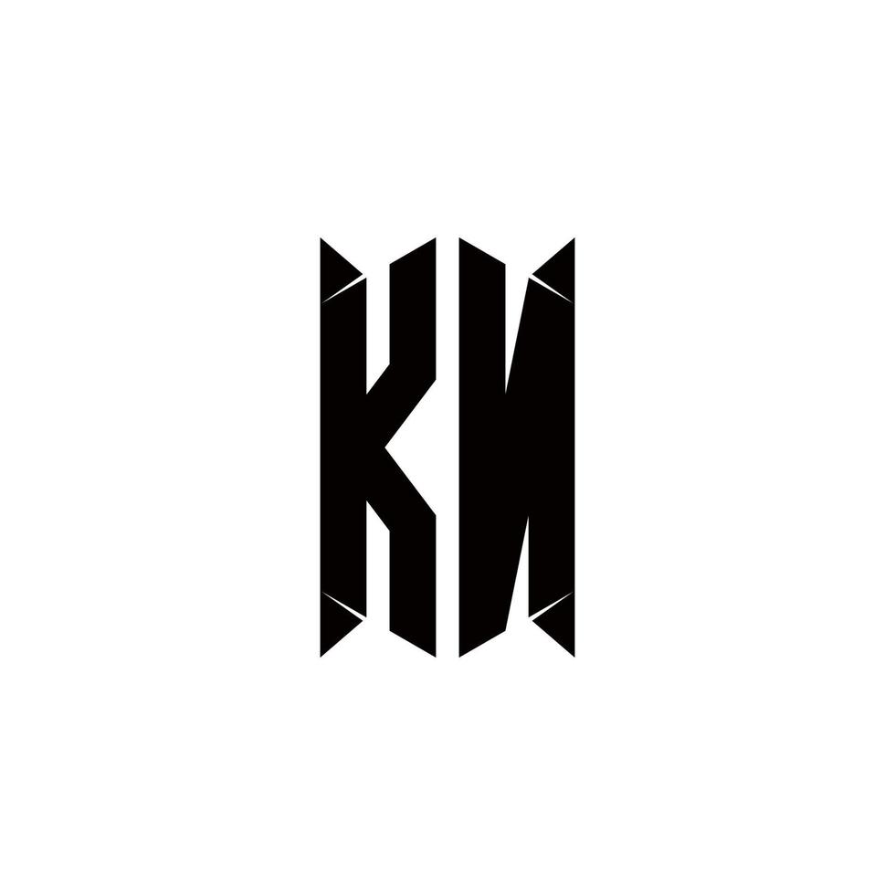 kn logo monogramme avec bouclier forme dessins modèle vecteur
