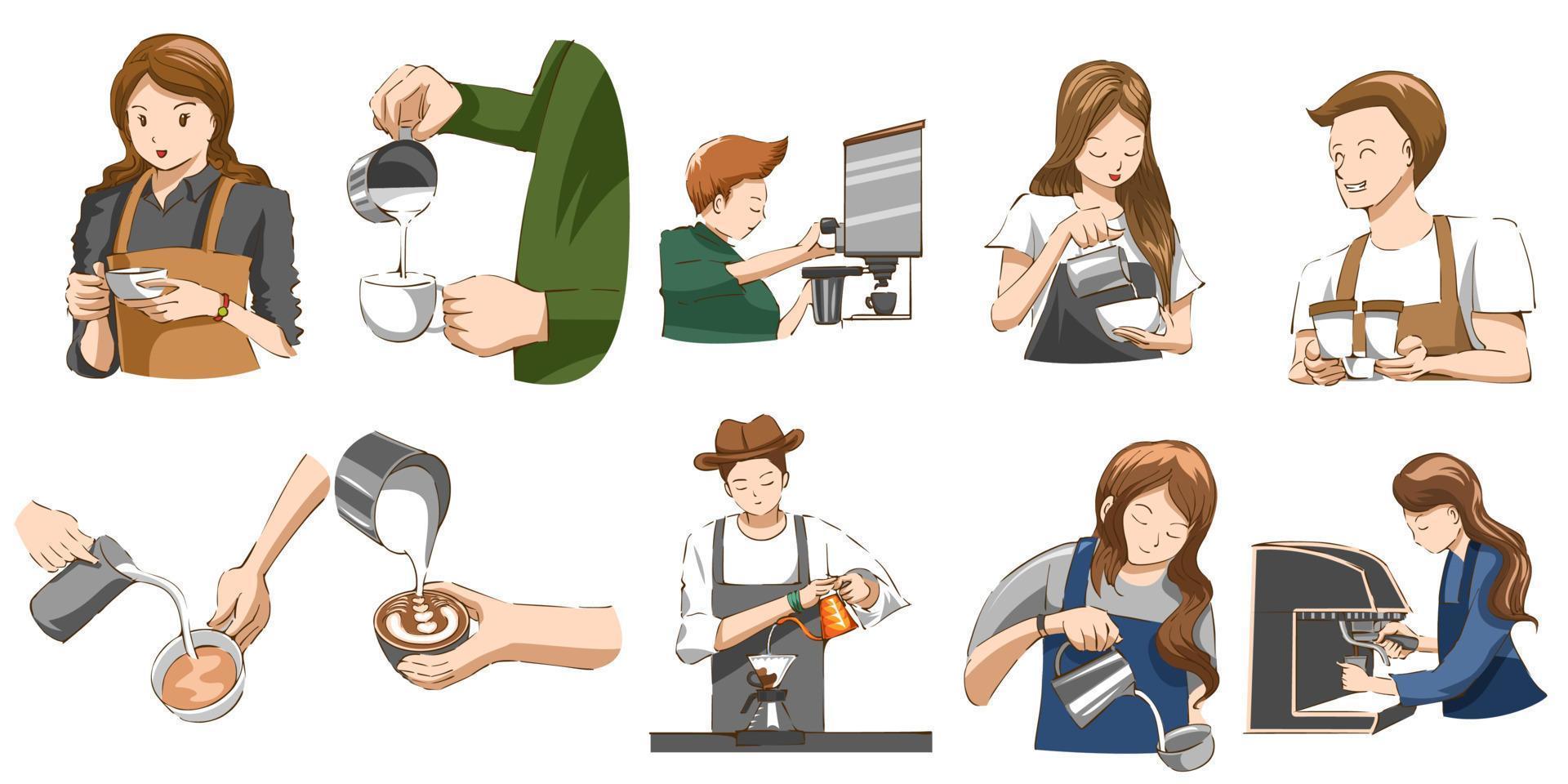 barista vecteur ensemble collection graphique clipart conception