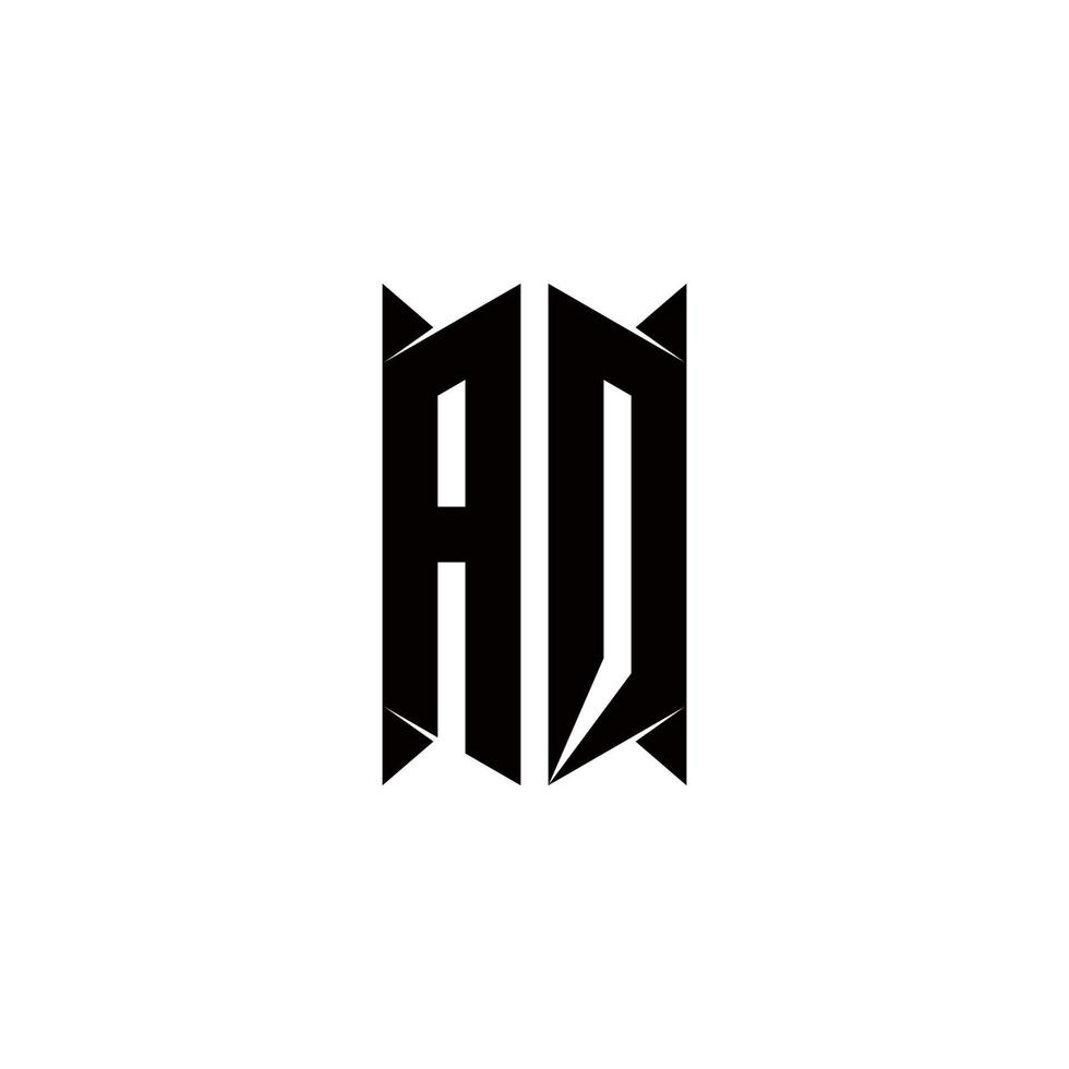 aq logo monogramme avec bouclier forme dessins modèle vecteur