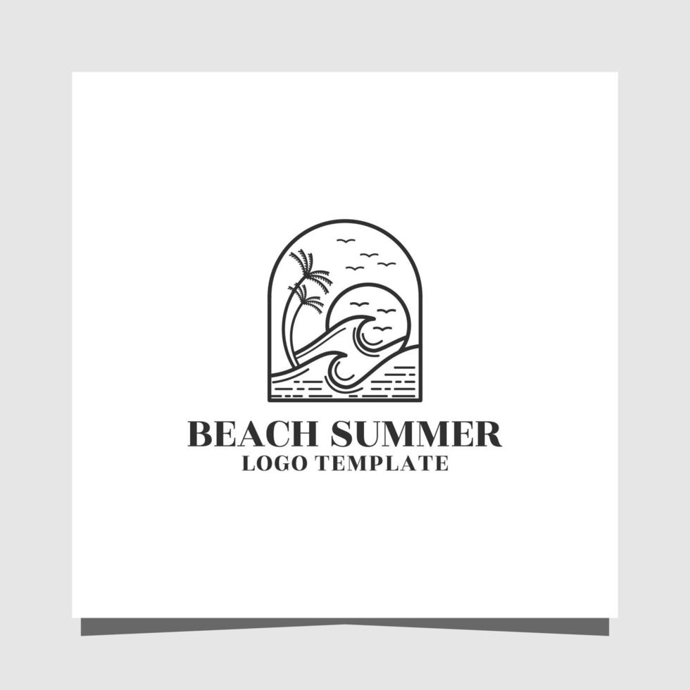 plage été ligne art minimaliste prime logo conception modèle vecteur