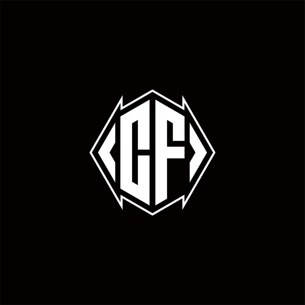 cf logo monogramme avec bouclier forme dessins modèle vecteur