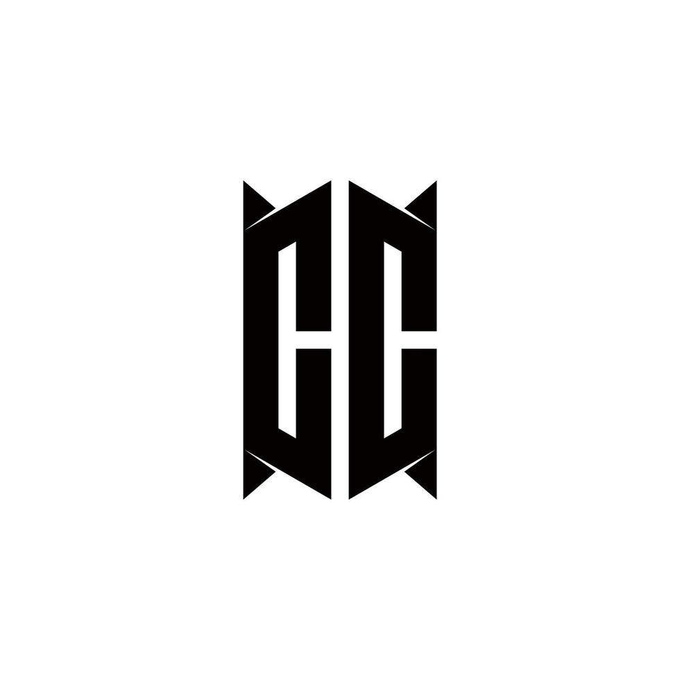 cc logo monogramme avec bouclier forme dessins modèle vecteur