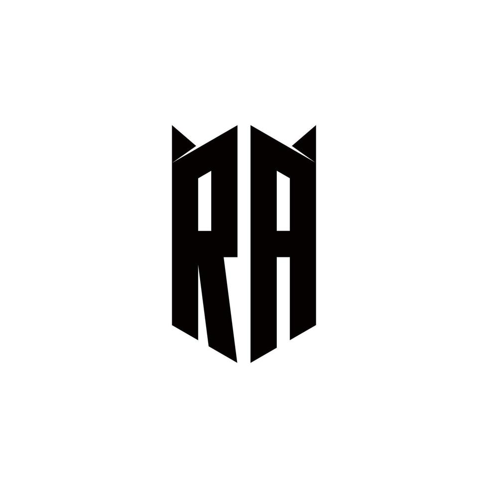 ra logo monogramme avec bouclier forme dessins modèle vecteur