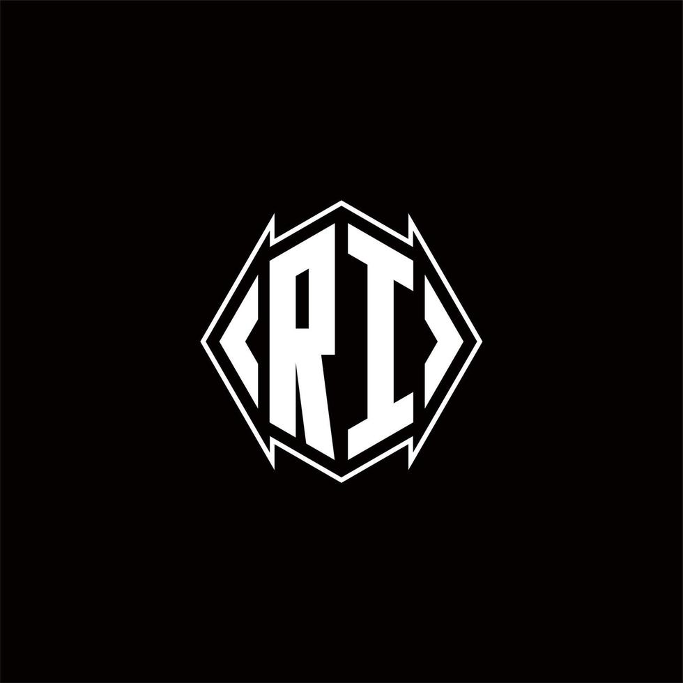 ri logo monogramme avec bouclier forme dessins modèle vecteur