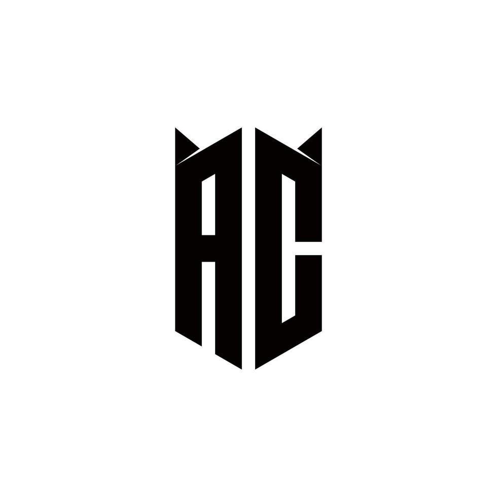 monogramme du logo ac avec modèle de conception de forme de bouclier vecteur
