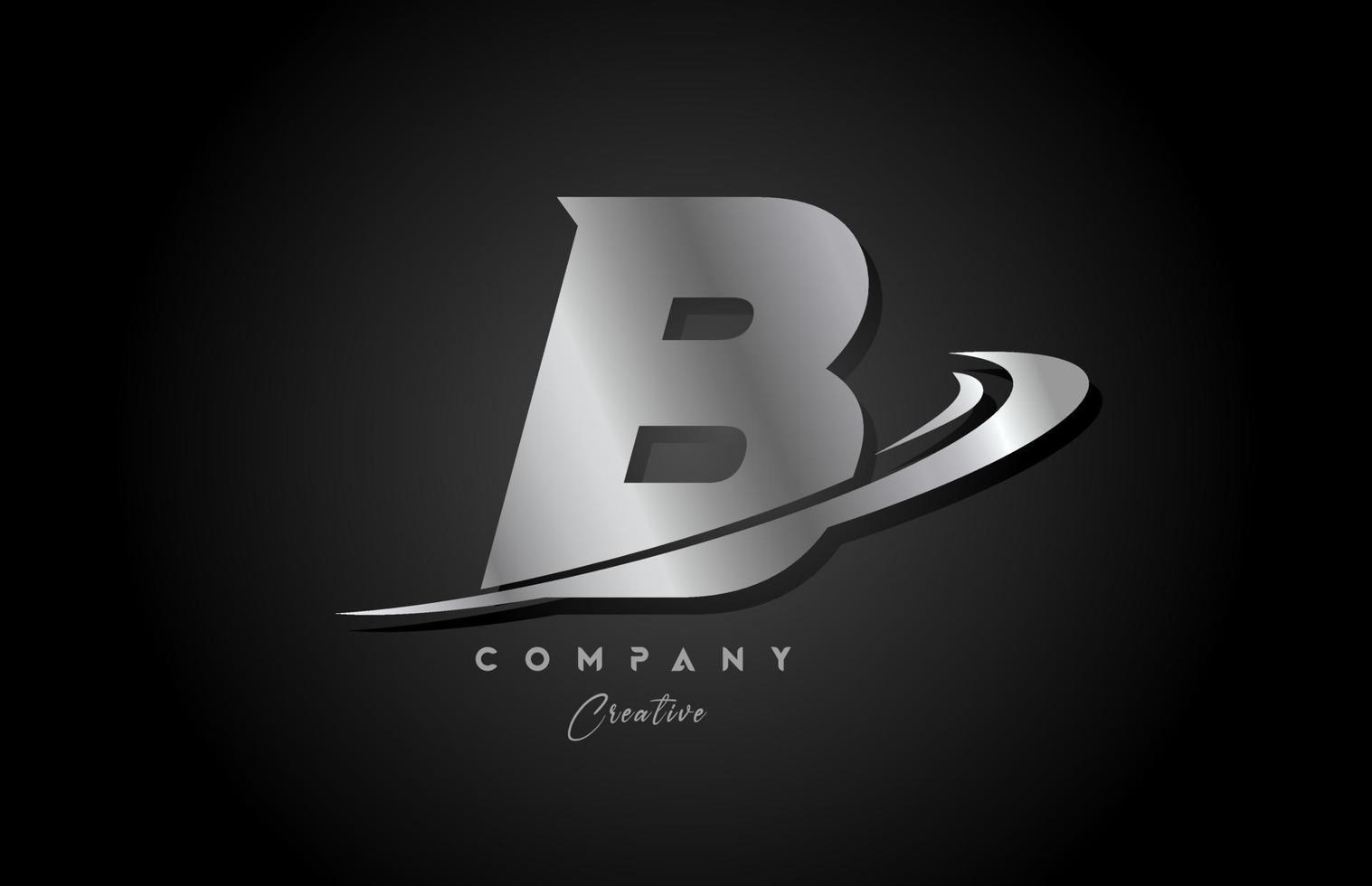 b argent métal gris alphabet lettre logo icône conception avec virgule. Créatif modèle pour entreprise et affaires vecteur