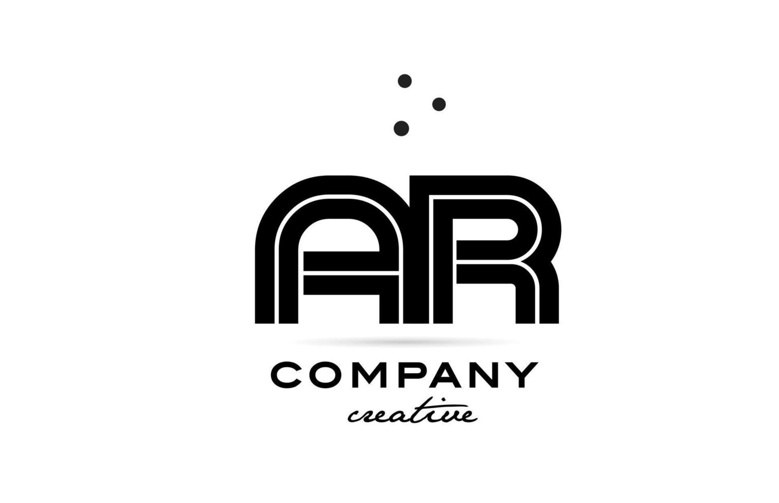 ar noir et blanc combinaison alphabet audacieux lettre logo avec points. rejoint Créatif modèle conception pour entreprise et affaires vecteur