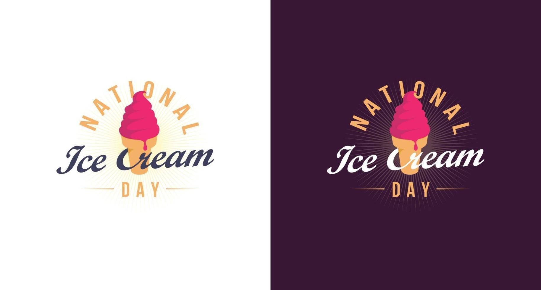journée nationale de la crème glacée, vecteur de modèle d & # 39; icône de crème glacée vintage