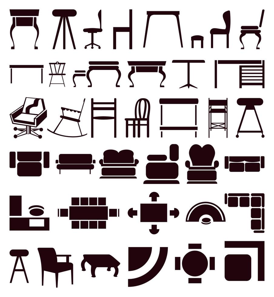 silhouettes de divers sujets et outils. une vecteur illustration