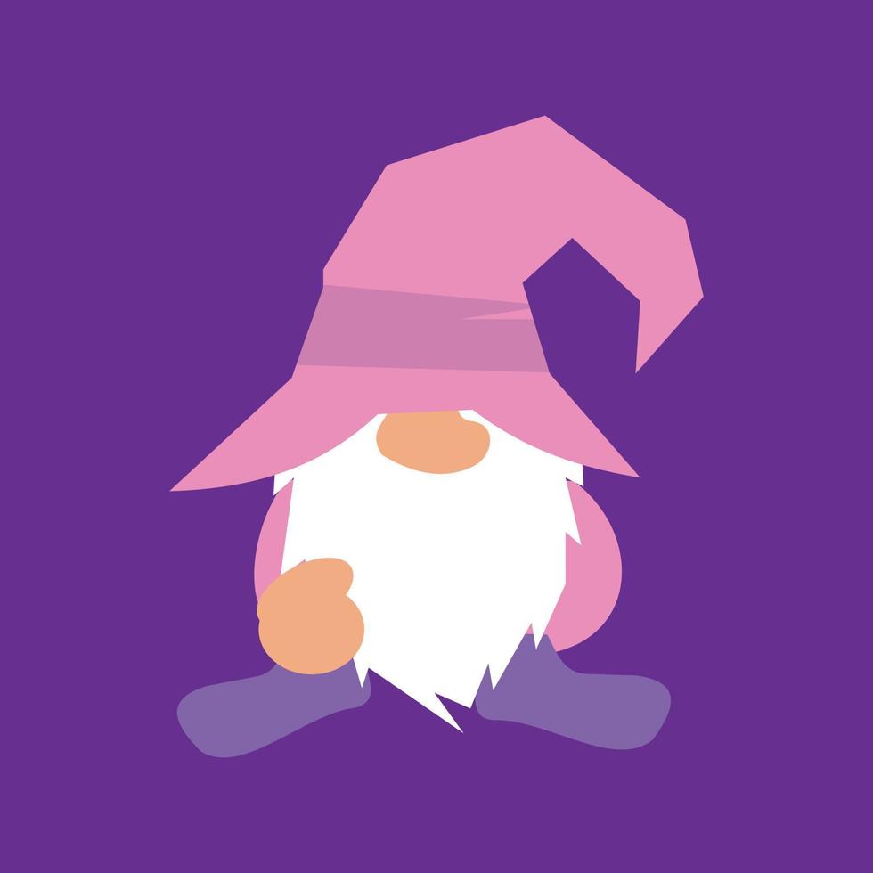 plat style vecteur illustration de mignonne gnome dessin animé isolé sur violet Contexte. Noël gnomes. adapté pour enfants Fée conte livre dessins