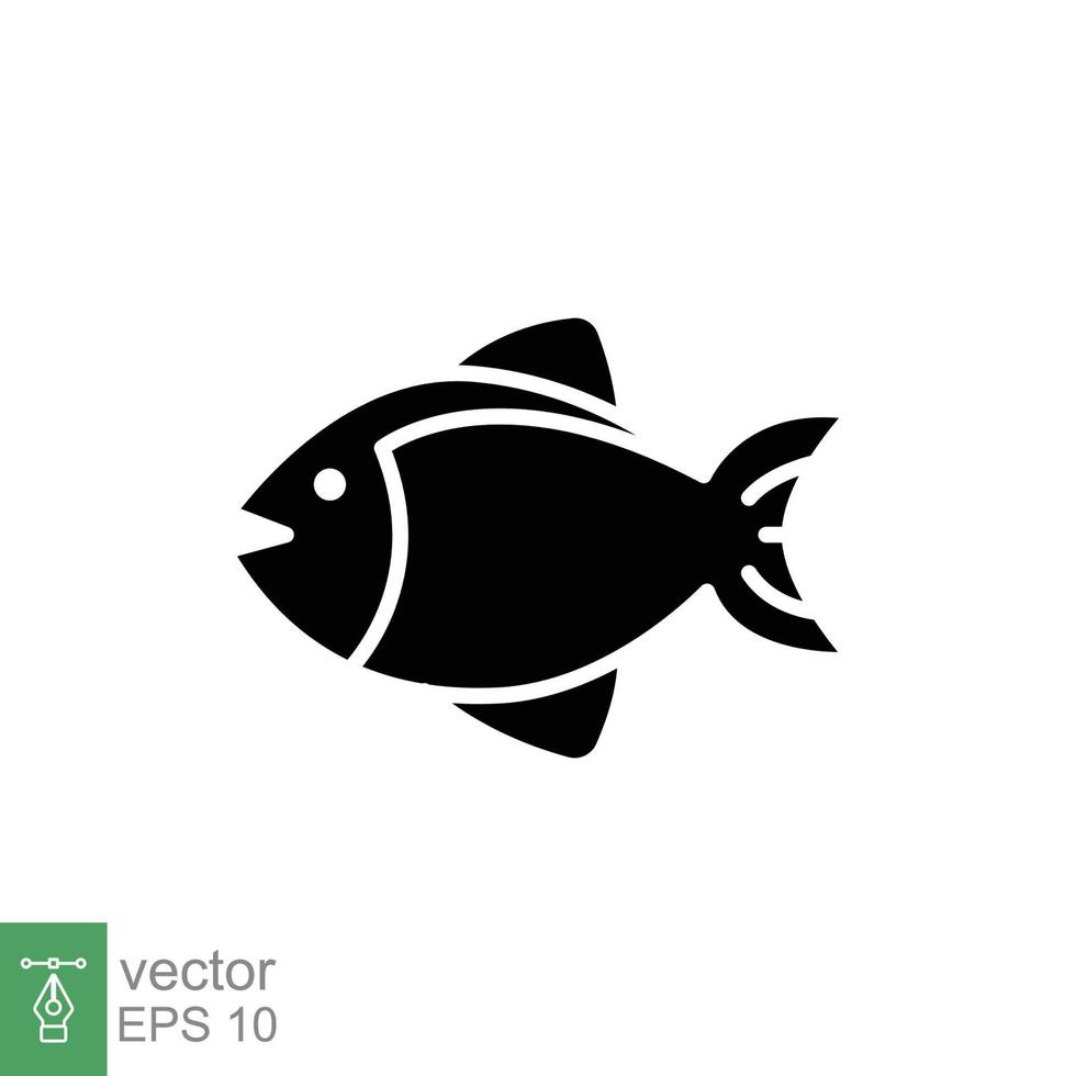 poisson icône vecteur silhouette symbole. mer vie, thon, Poissons, la nature concept pour nourriture modèle conception. solide, glyphe vecteur illustration isolé sur blanc Contexte. eps dix.