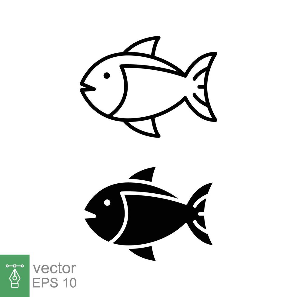 poisson icône ensemble. Facile ligne et silhouette symbole. mer vie, Frais saumon, thon, Poissons, la nature concept pour nourriture modèle conception. vecteur illustration isolé sur blanc Contexte. eps dix.