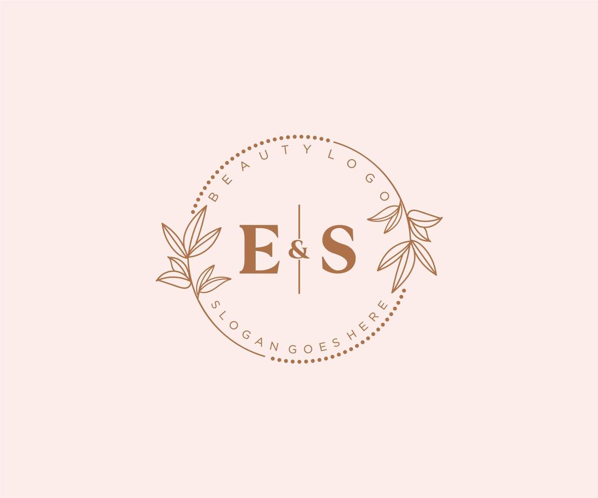 initiale es des lettres magnifique floral féminin modifiable premade monoline logo adapté pour spa salon peau cheveux beauté boutique et cosmétique entreprise. vecteur