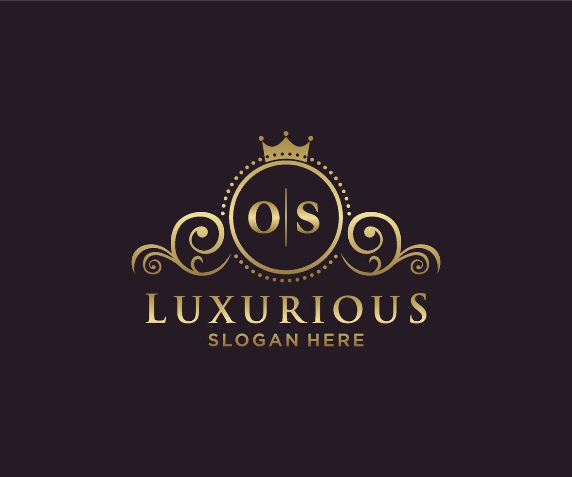 modèle de logo de luxe royal de lettre os initiale dans l'art vectoriel pour le restaurant, la royauté, la boutique, le café, l'hôtel, l'héraldique, les bijoux, la mode et d'autres illustrations vectorielles.