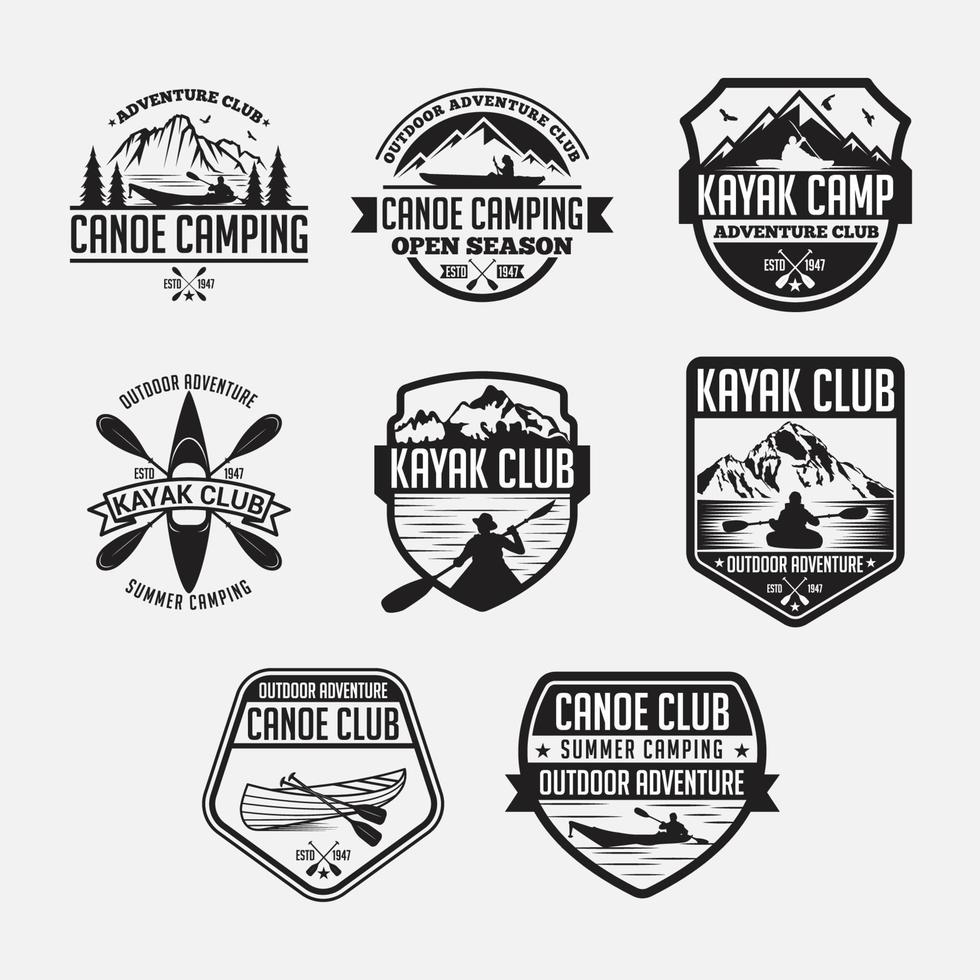 ensemble de modèles de conception de logo vector kayak canoë insigne