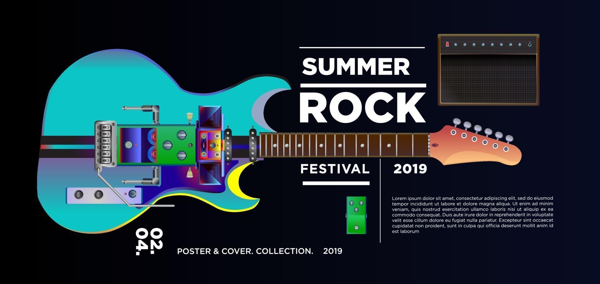 bannière du festival de musique rock d'été vecteur