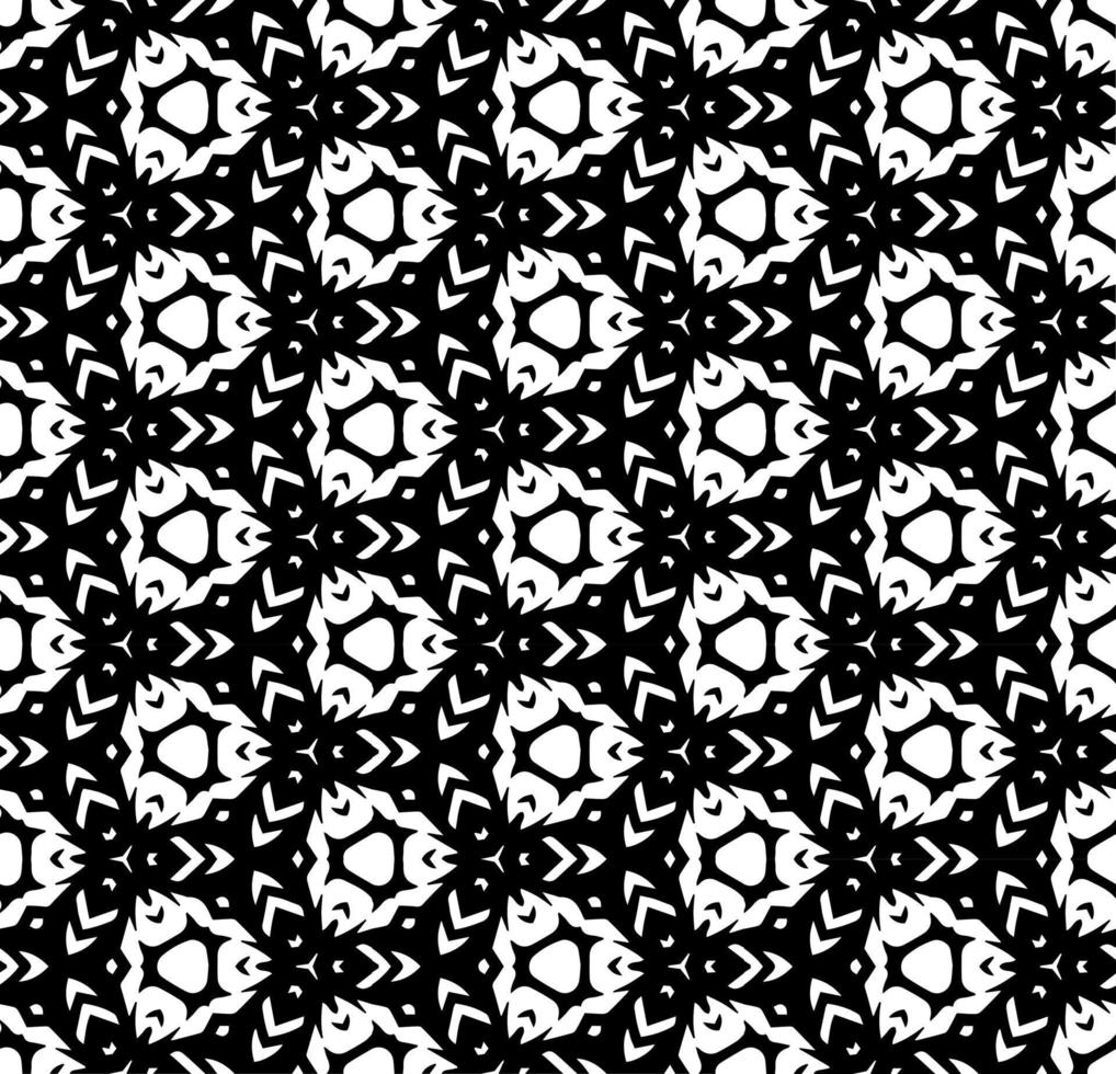 motif abstrait sans couture noir et blanc. arrière-plan et toile de fond. conception ornementale en niveaux de gris. ornements en mosaïque. illustration graphique vectorielle. vecteur