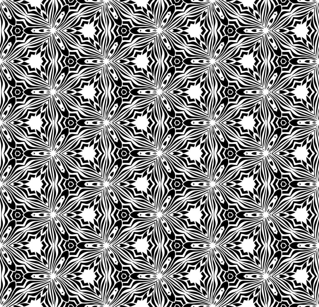 motif abstrait sans couture noir et blanc. arrière-plan et toile de fond. conception ornementale en niveaux de gris. ornements en mosaïque. illustration graphique vectorielle. vecteur