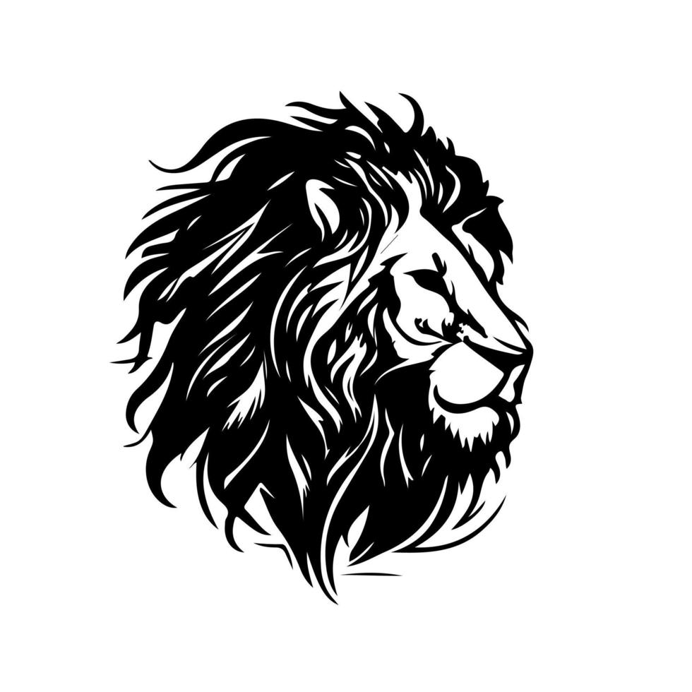 Lion tête visage logo silhouette noir icône tatouage mascotte main tiré Lion Roi silhouette animal vecteur illustration