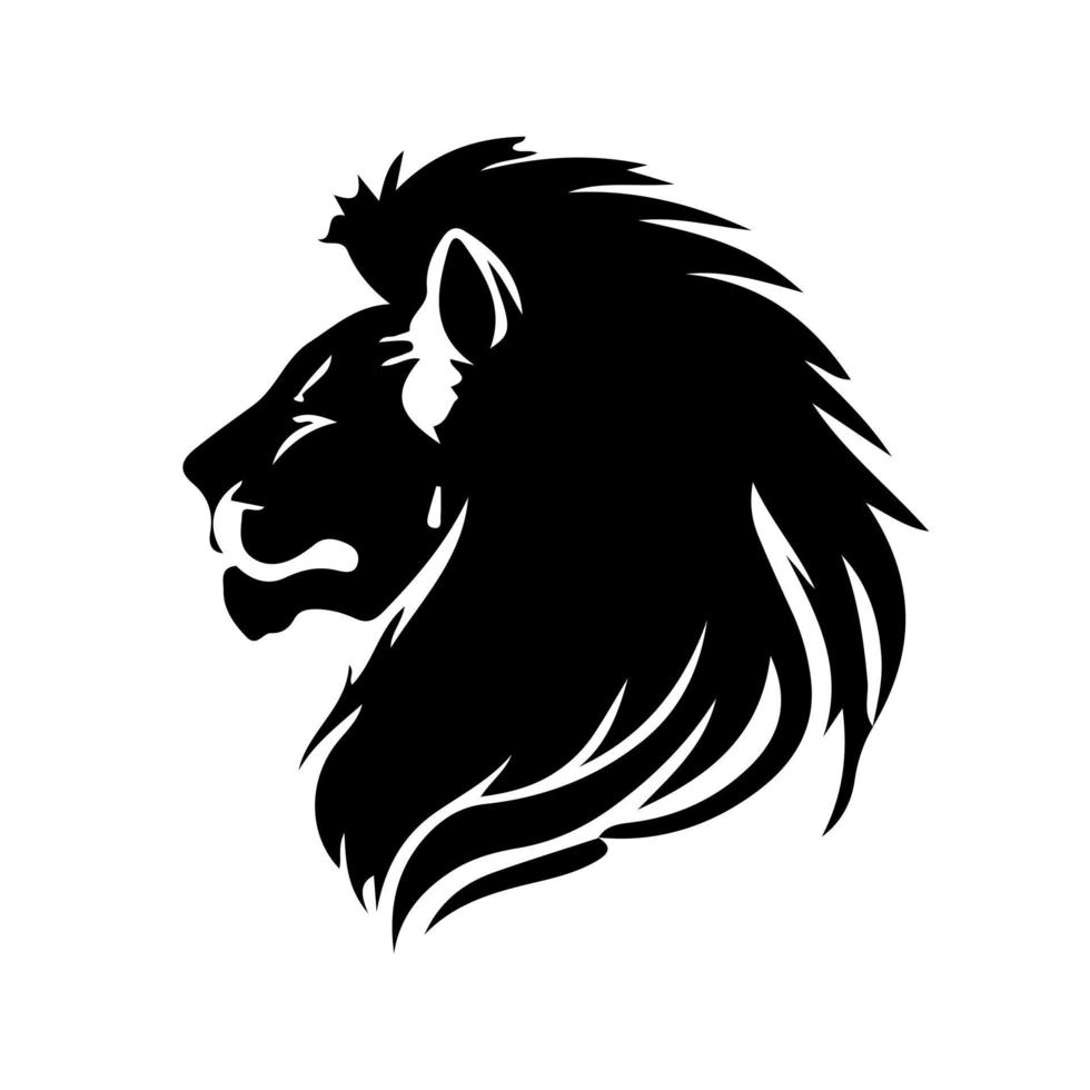 Lion tête visage logo silhouette noir icône tatouage mascotte main tiré Lion Roi silhouette animal vecteur illustration