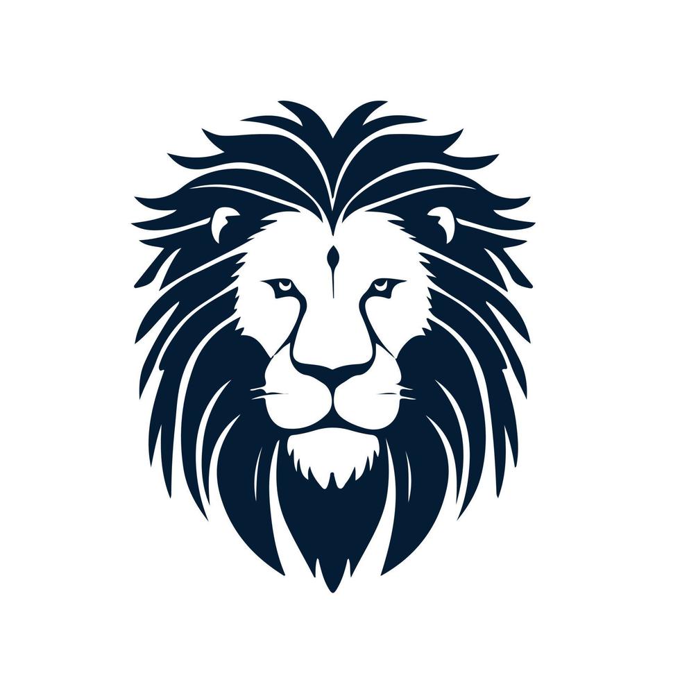 Lion tête visage logo silhouette noir icône tatouage mascotte main tiré Lion Roi silhouette animal vecteur illustration