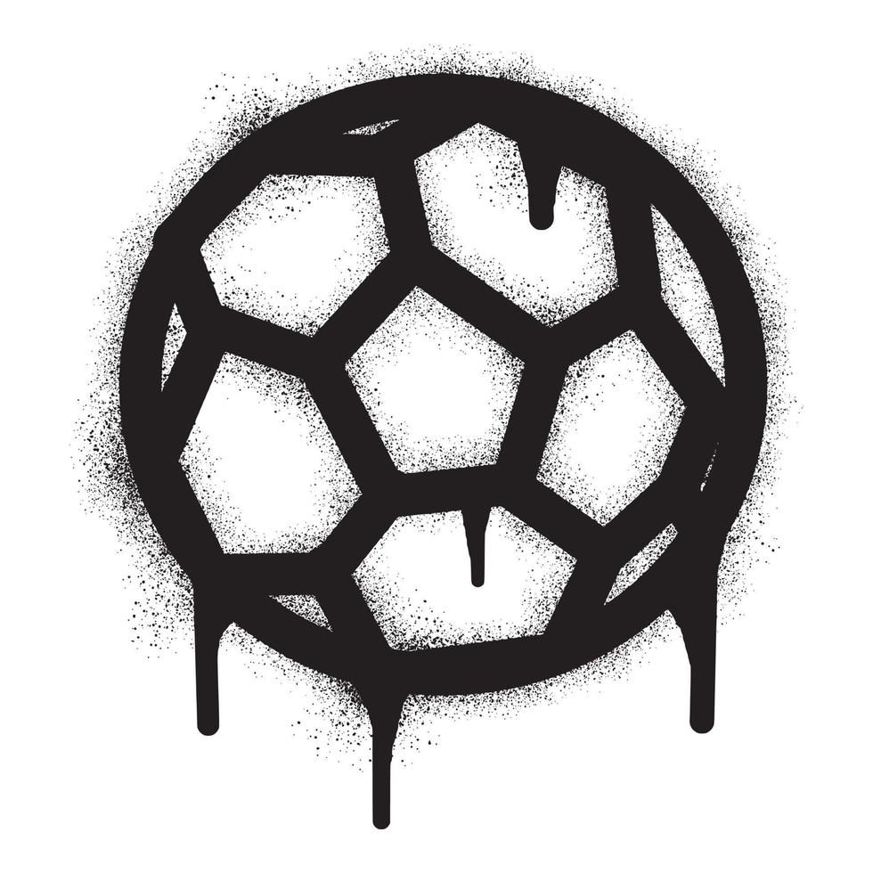 football Balle icône graffiti avec noir vaporisateur peindre. vecteur illustration