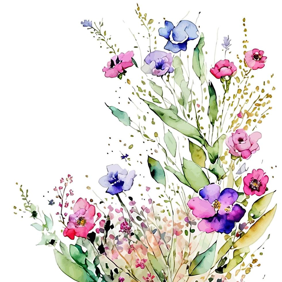 aquarelle floral frontière bouquet vecteur