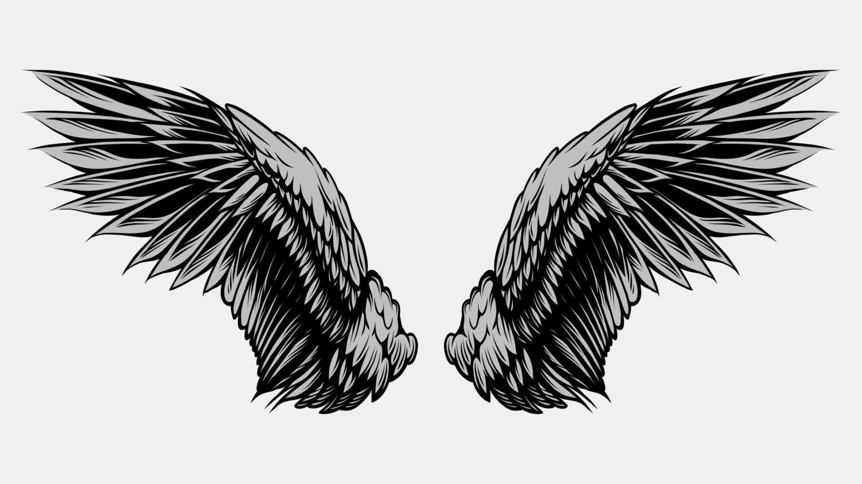 illustration d'ailes dans le style de tatouage vecteur