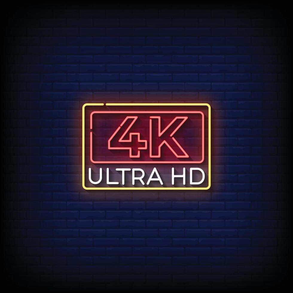 néon signe 4k ultra HD avec brique mur Contexte vecteur