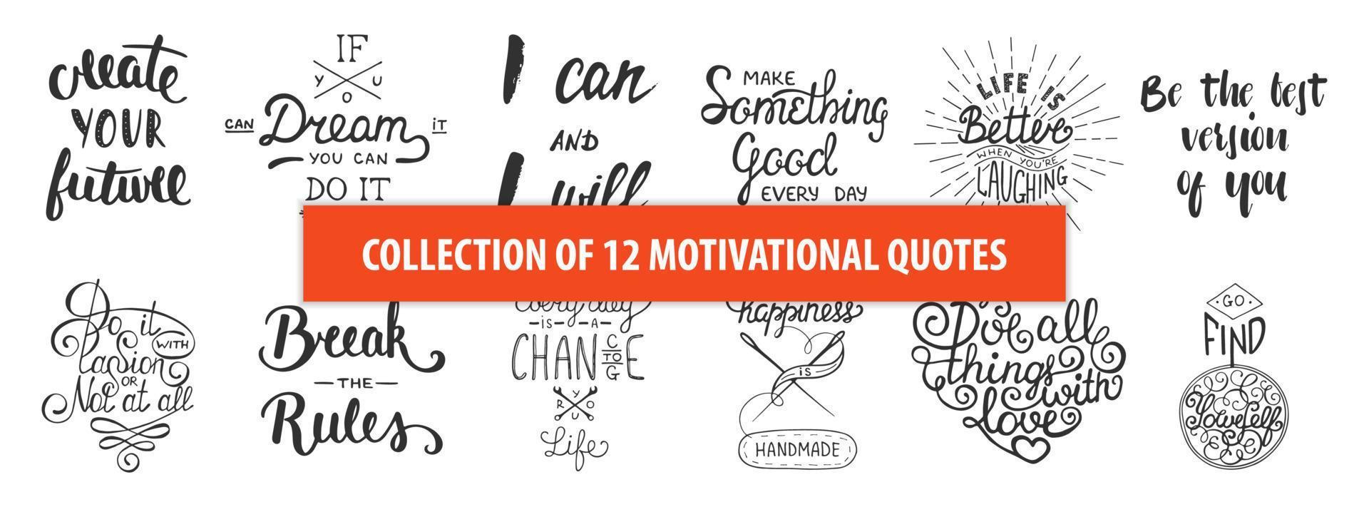 ensemble de de motivation et inspirant vecteur main tiré unique typographie conception élément pour salutation cartes, décoration, impressions et affiches. moderne calligraphie. manuscrit caractères.