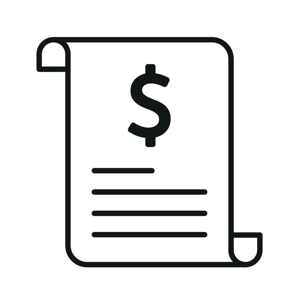 facture et facture d'achat dans noir ligne icône symbole vecteur illustration
