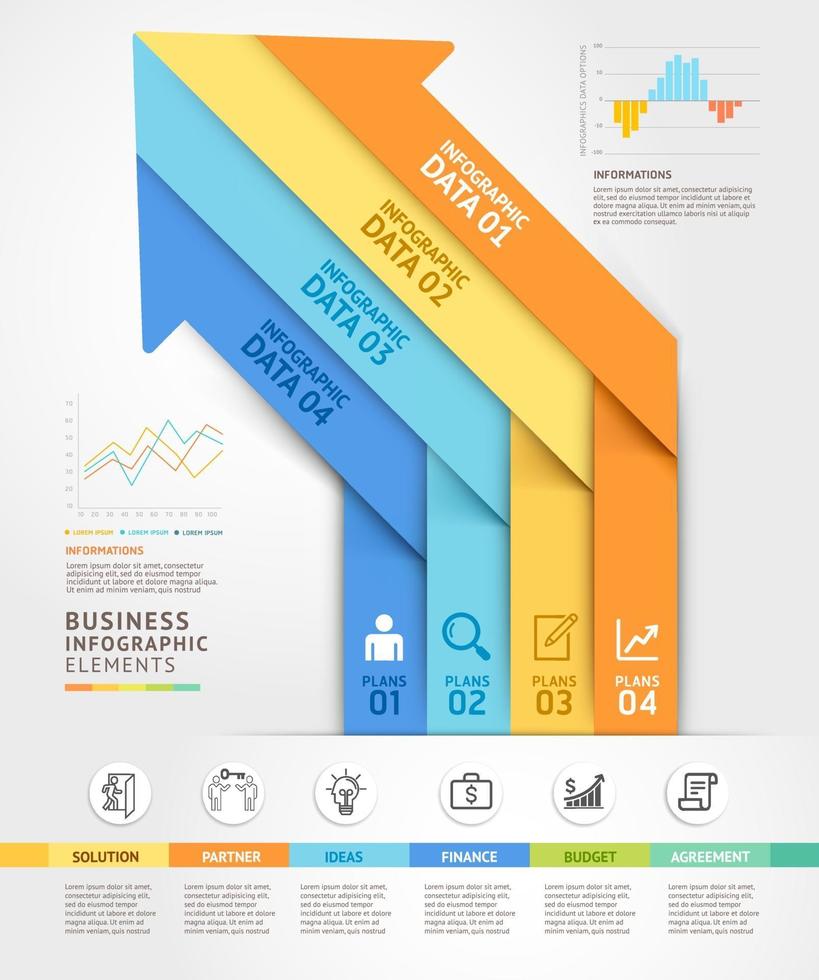 modèle de conception infographie entreprise. illustration vectorielle. peut être utilisé pour la mise en page du flux de travail, le diagramme, les options de nombre, les options de démarrage, la conception Web. vecteur