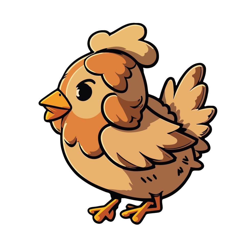 mignonne poule dessin animé style vecteur