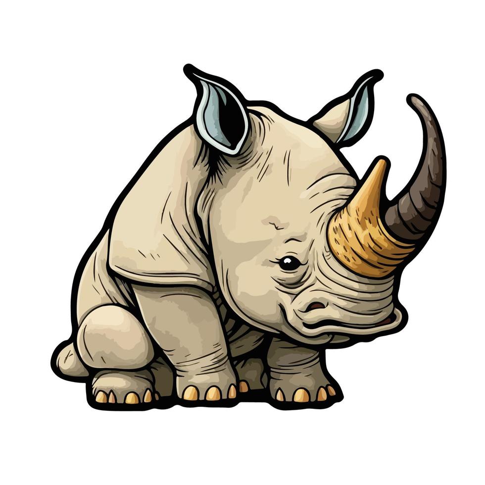 mignonne rhinocéros dessin animé style vecteur