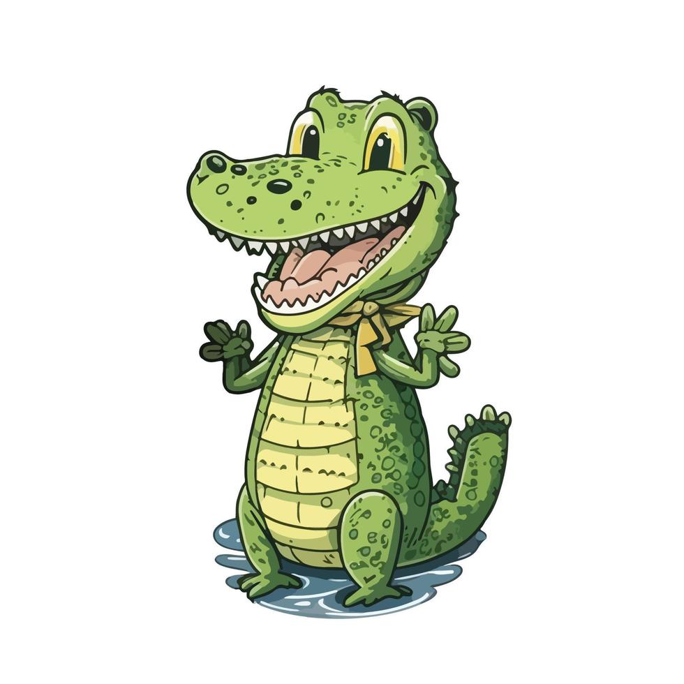 mignonne crocodile dessin animé style vecteur