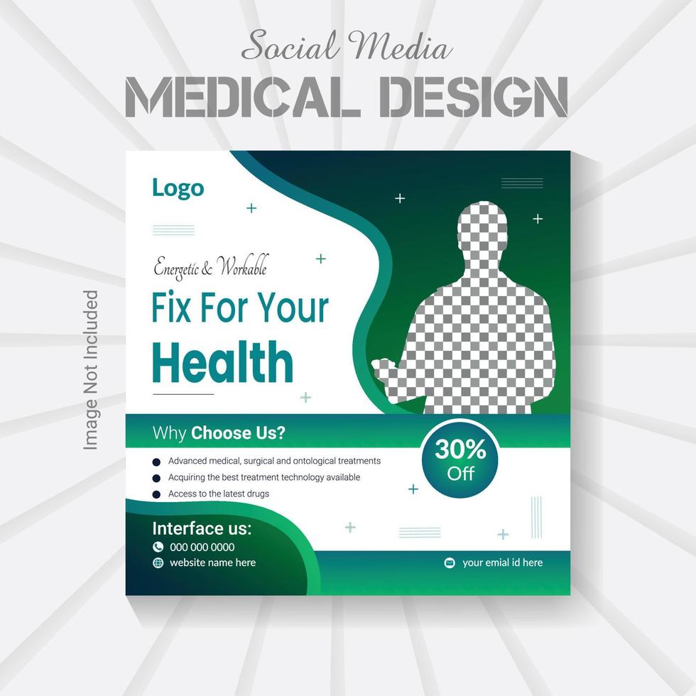 social médias Publier médical bannière modèle, moderne vecteur soins de santé clinique affiche mise en page.