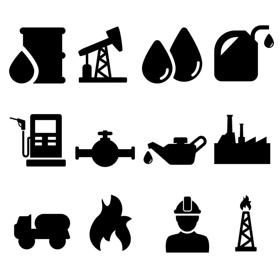 ensemble de vecteurs d'icônes d'huile. collection d'illustrations de symboles de baril. signe ou icône d'énergie. vecteur