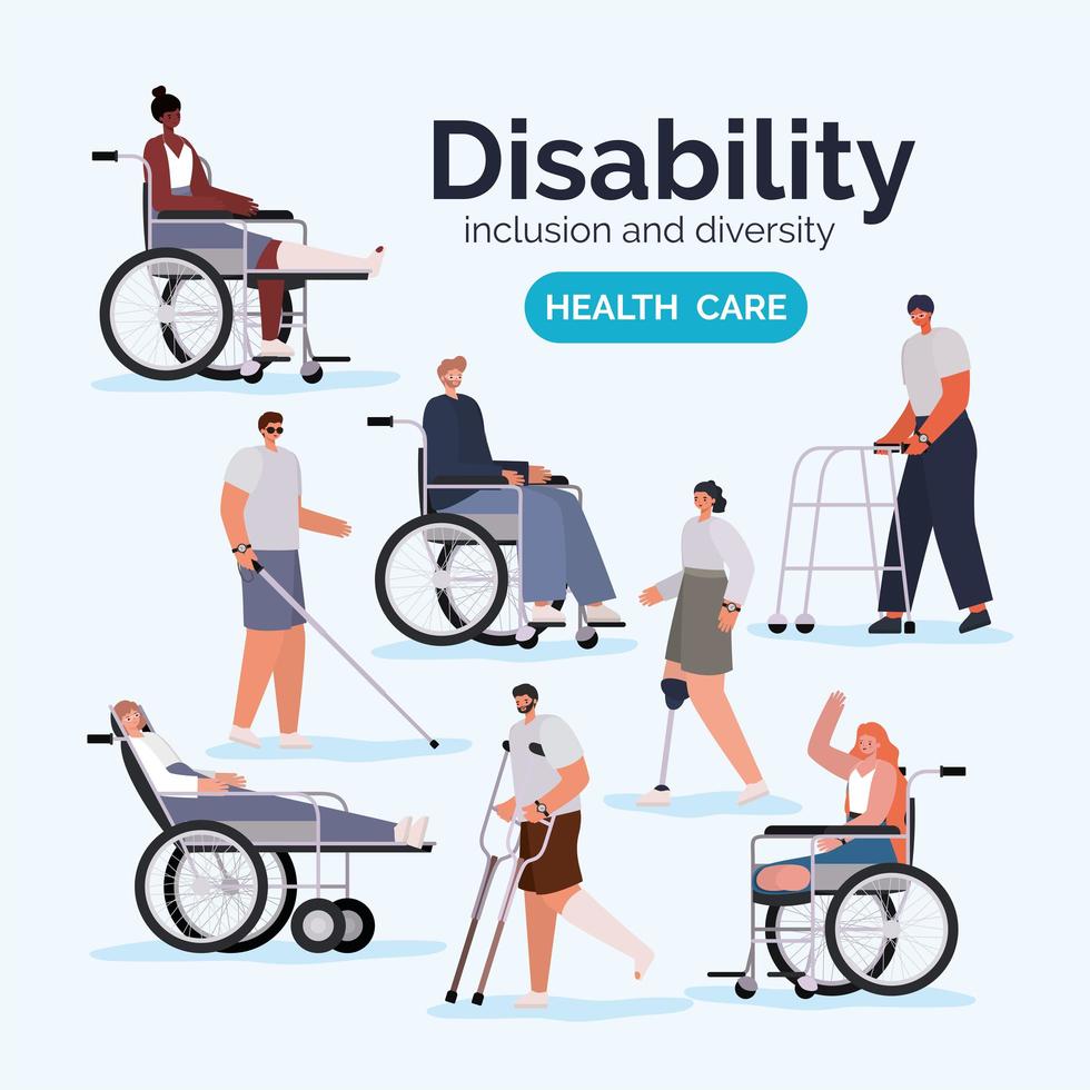 ensemble de personnes handicapées vecteur