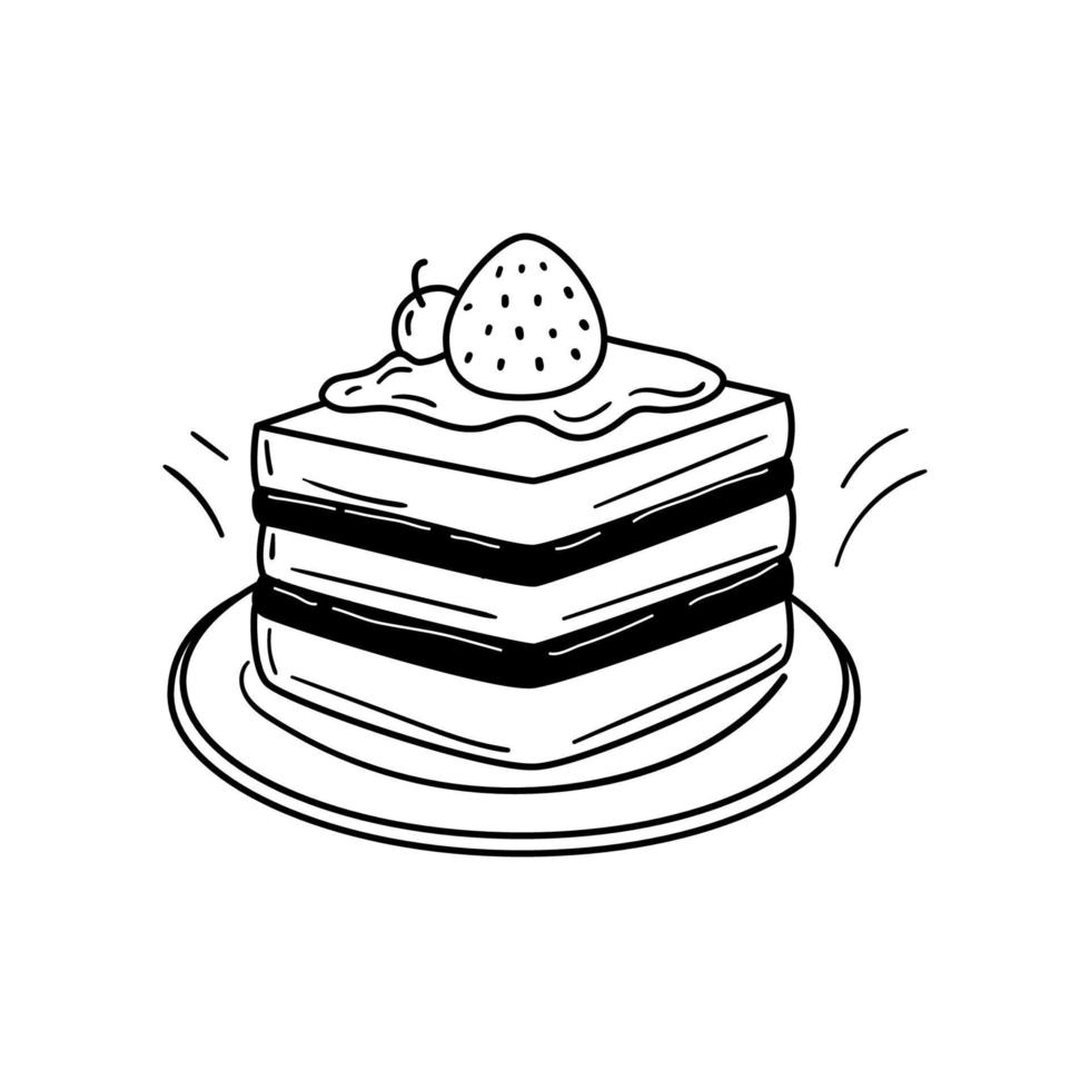 shortcake vecteur illustration dans main tiré style isolé sur blanc Contexte
