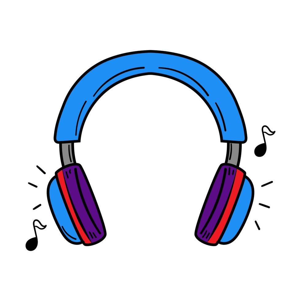 main tiré casque de musique vecteur illustration