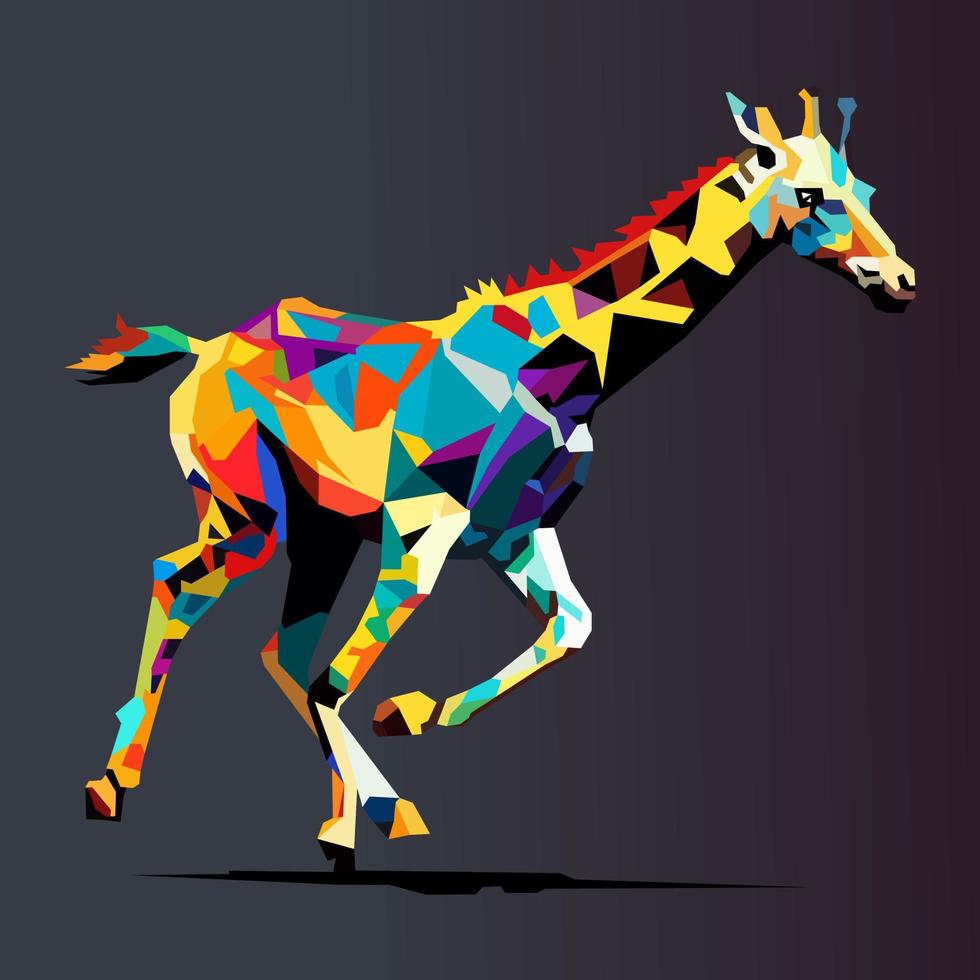 girafe fonctionnement tiré en utilisant wpap art style, pop art, vecteur illustration.