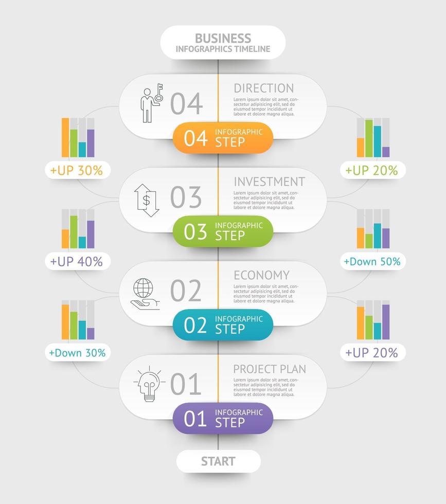 modèle d & # 39; infographie de l & # 39; entreprise. peut être utilisé pour la mise en page du flux de travail, le diagramme, les options numériques, la conception Web et la chronologie. vecteur