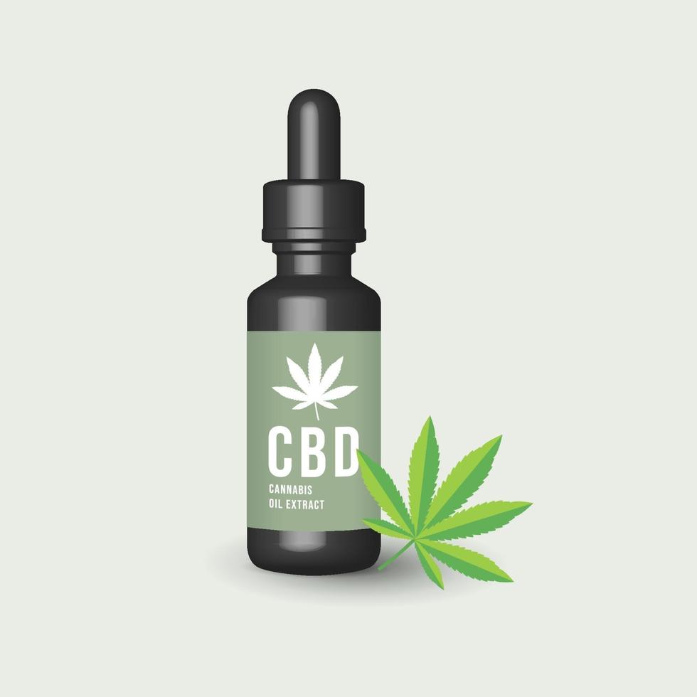 compte-gouttes avec de l'huile de chanvre CBD CBD. extraits d'huile de cannabis en bouteille. vecteur