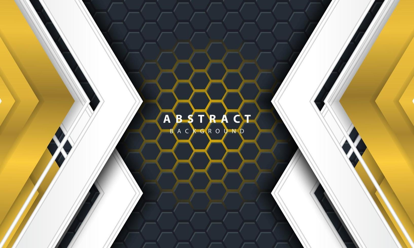 3d abstrait fond hexagonal clair or avec des formes de cadre or et blanc. vecteur