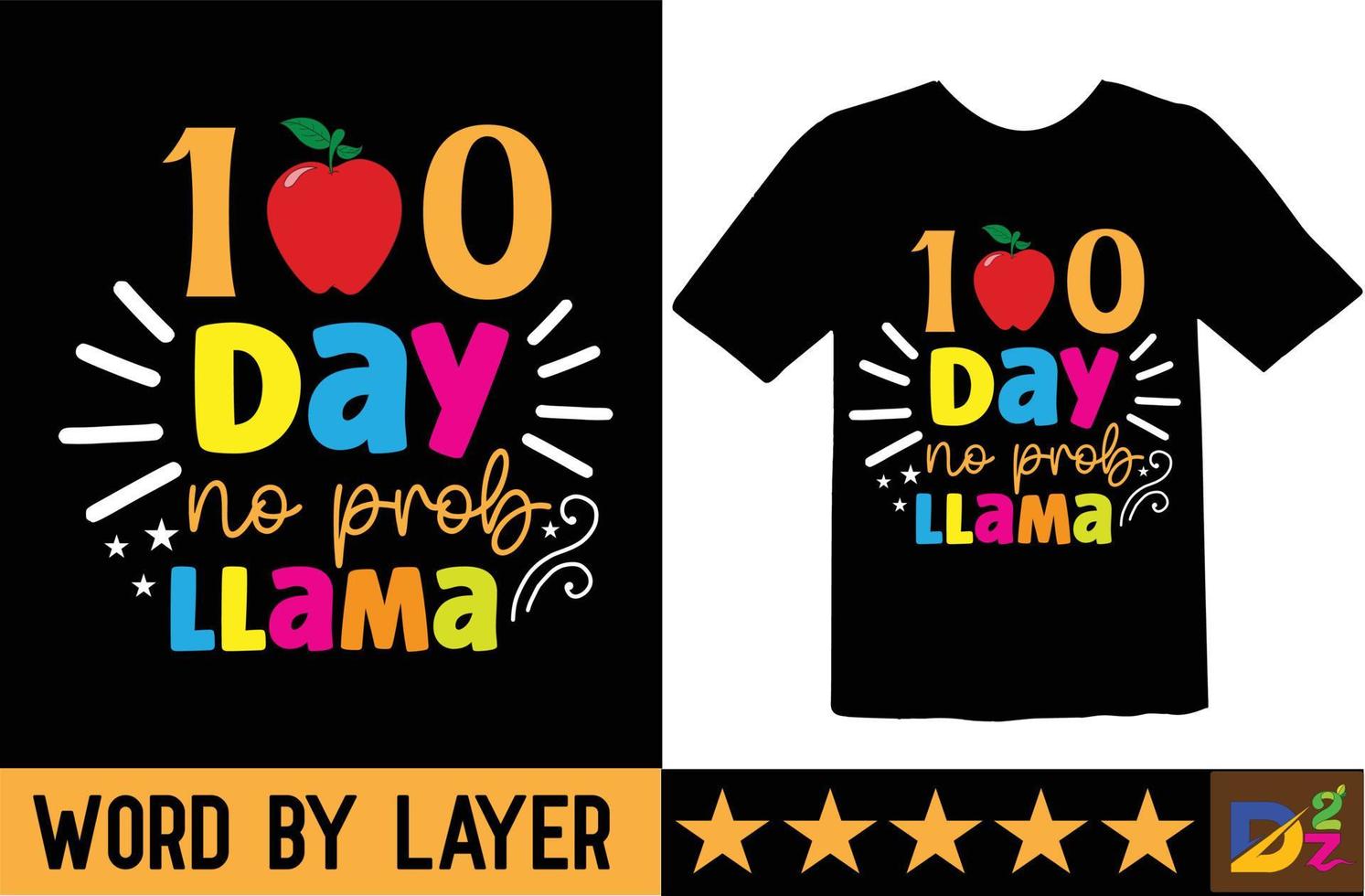 100 journées non problème lama svg t chemise conception vecteur