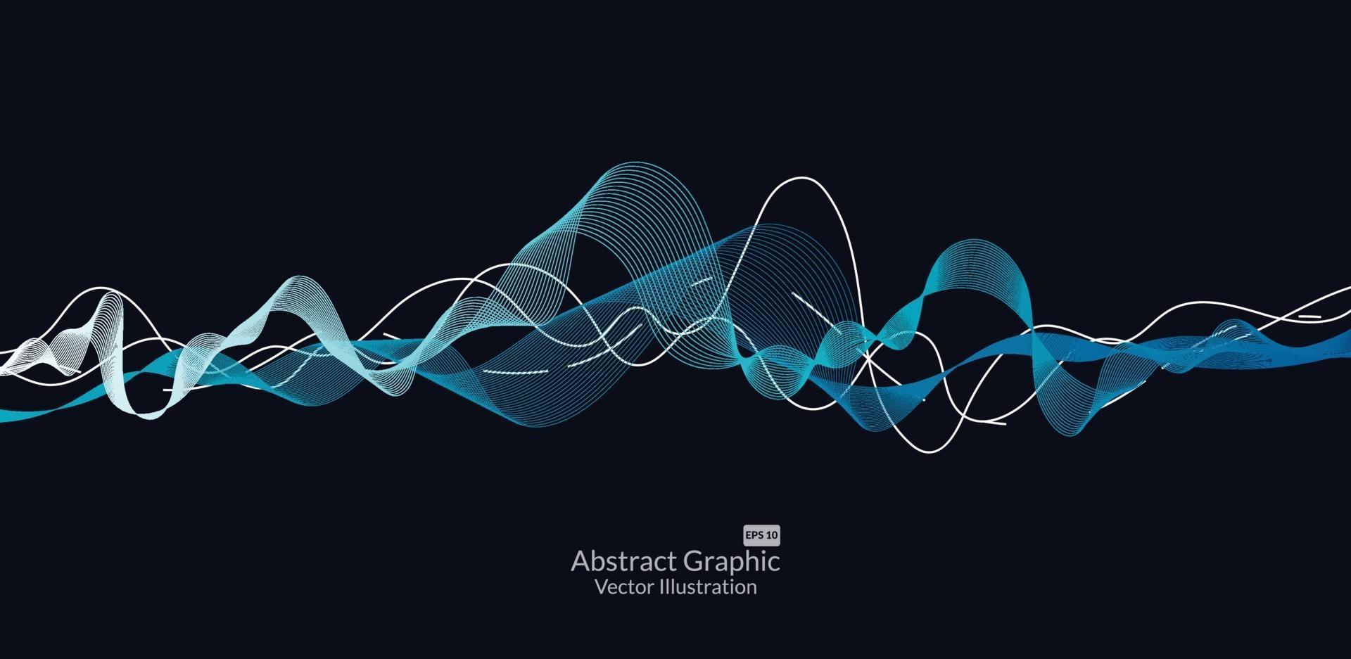 lignes abstraites de vagues colorées sur fond noir pour les éléments de présentation d'entreprise de concept, brochure, dépliant, science, technologie. illustration vectorielle vecteur