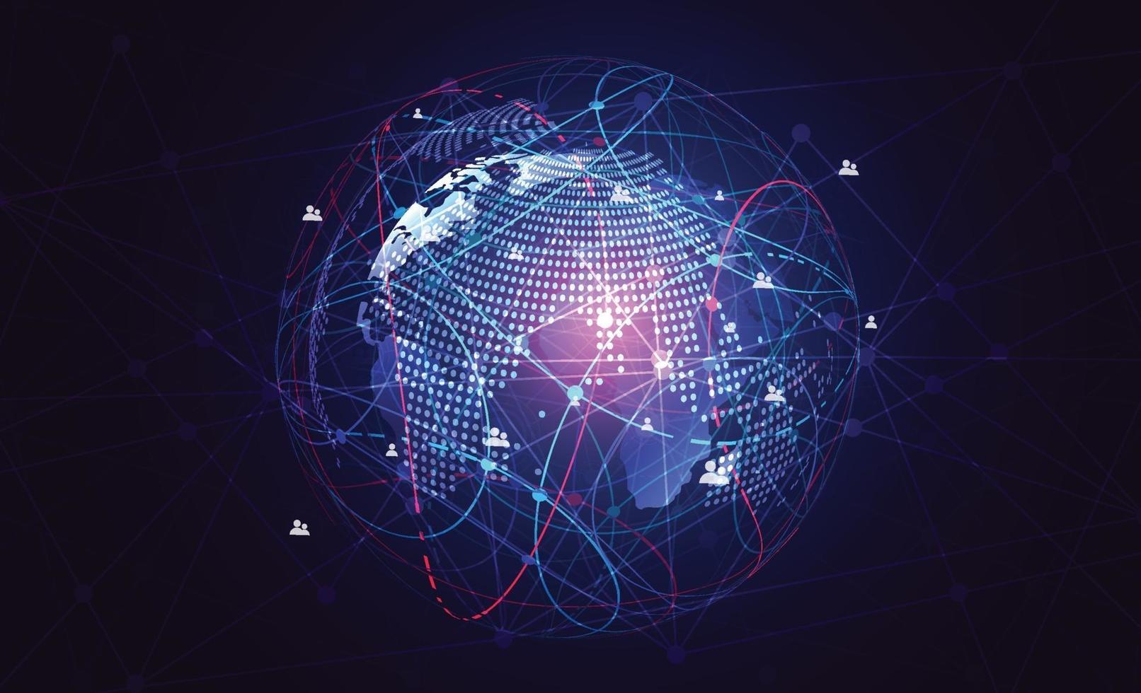 connexion réseau mondiale. concept de composition de point et de ligne de carte du monde du commerce mondial. illustration vectorielle vecteur