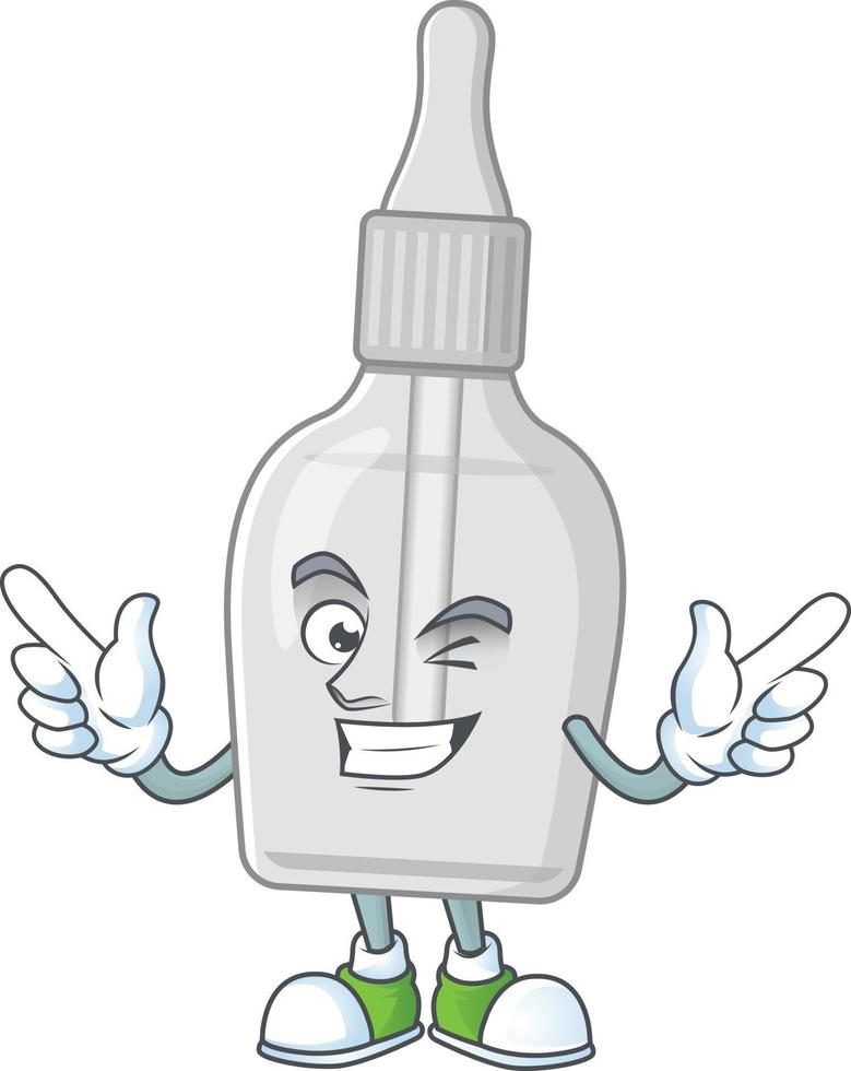 bouteille avec pipette dessin animé personnage vecteur