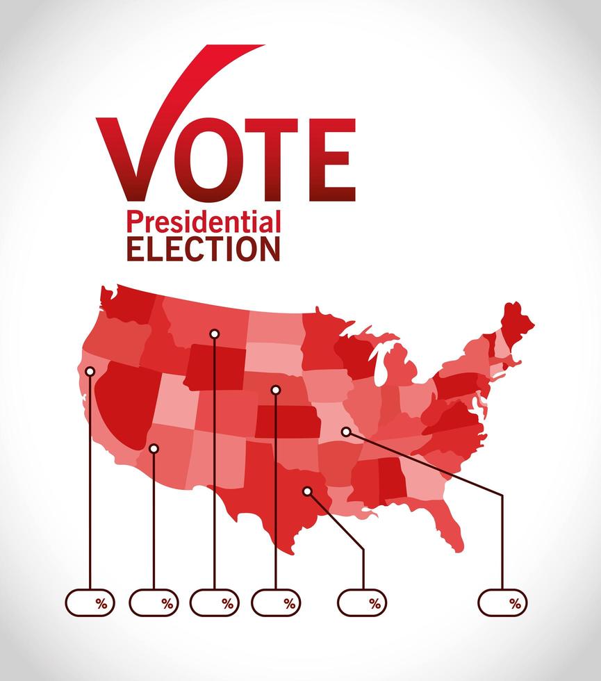 vote de l'élection présidentielle avec carte infographique vecteur