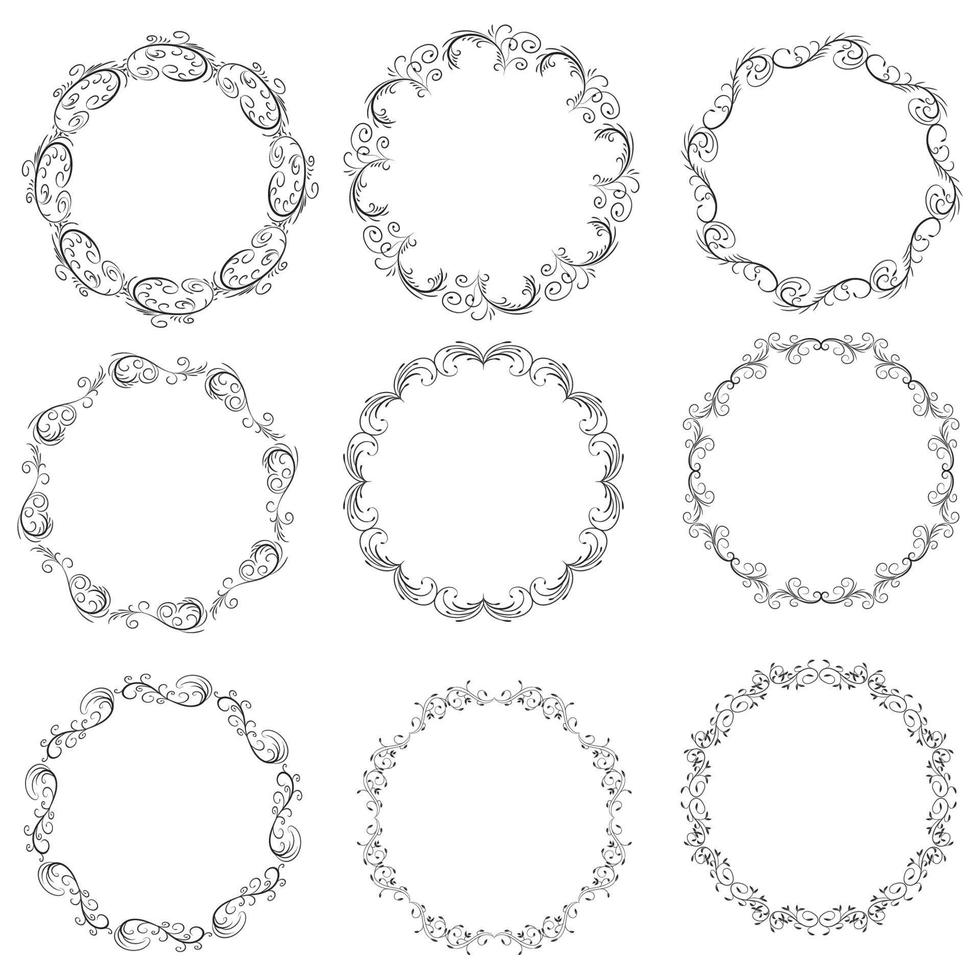 floral couronnes de fleurs, gros ensemble de floral rond cadres vecteur illustration. parfait pour faire-part, salutation cartes, devis, les blogs, mariage cadres, affiches et plus